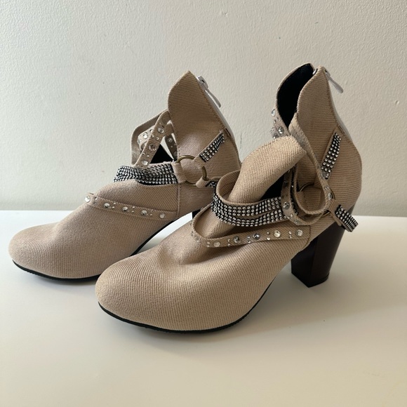 Bcshiye Women's Chunky Heel Booties  Ankle Boots High Heel Boots - Picture 4 of 6